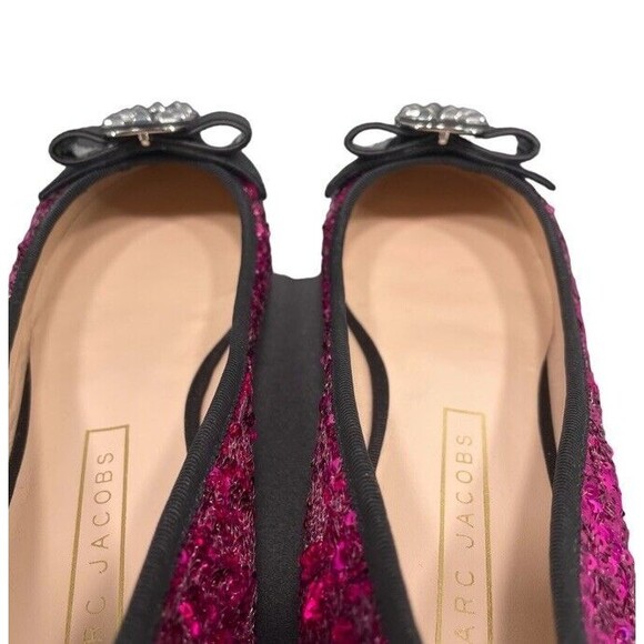Marc Jacobs Sequins Interlock Bow Leather Ballet Flats Formal Chic EU38 US8 NEW - Picture 6 of 14